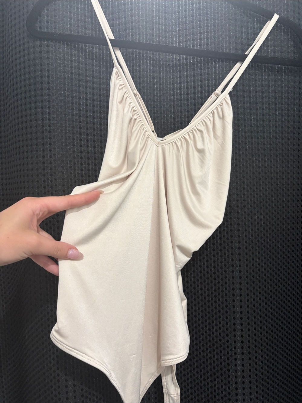 H&M Light Beige Spaghetti Cross Strap Bodysuit
